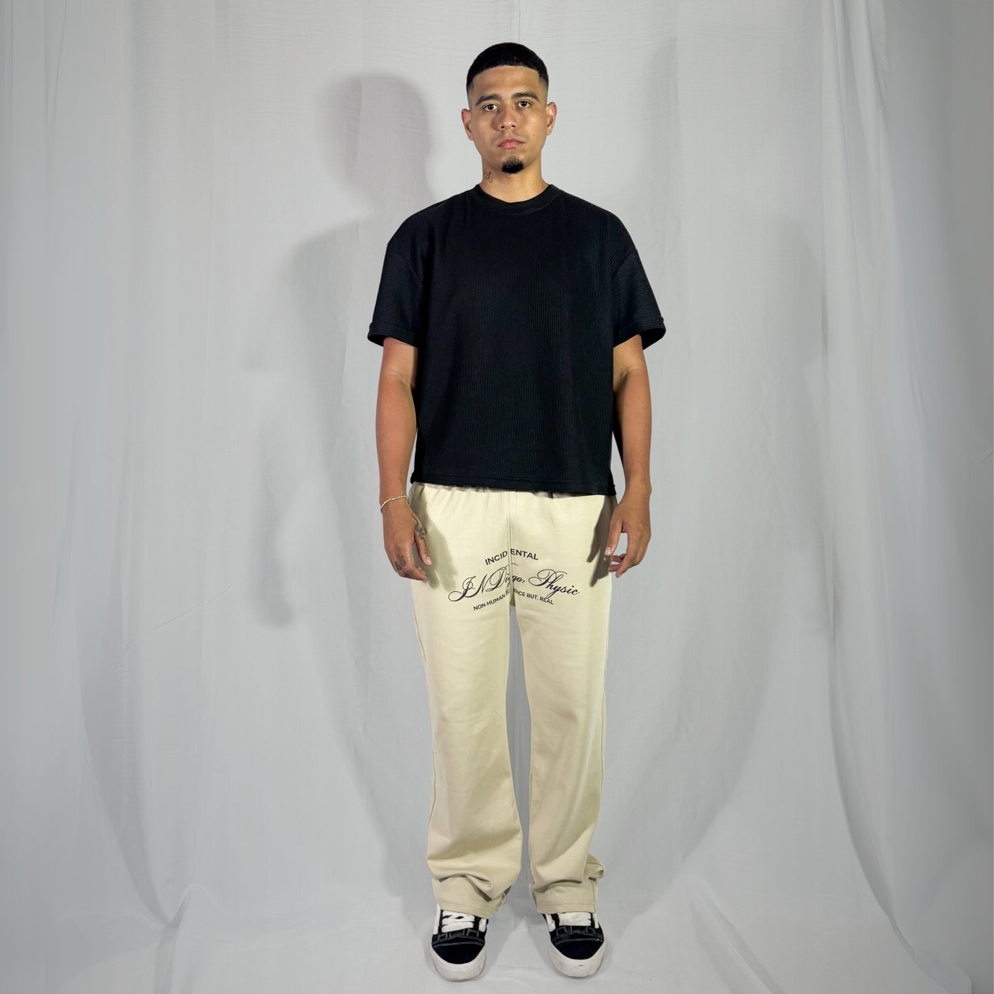 BLACK WAFFLE BOXY T-SHIRT